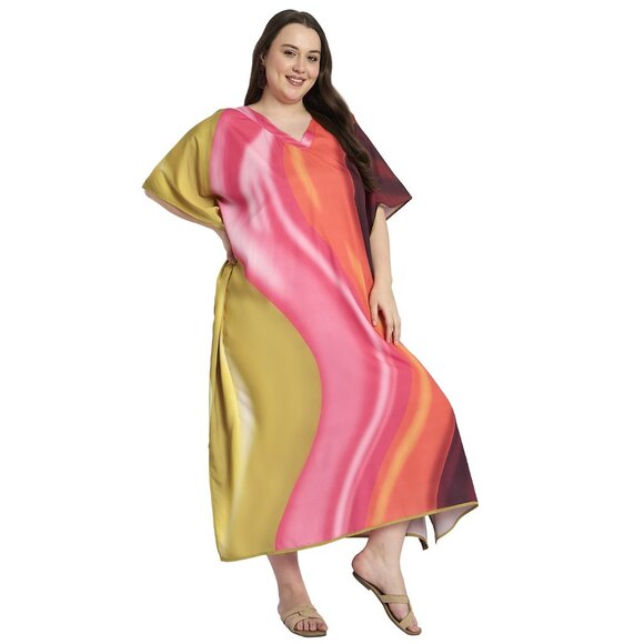 Gypsie Blu Multicolor Polyester Caftan Dress Plus Size Evening Wear Maxi Dresses - Picture 4 of 8